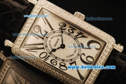 Franck Muller Long Island Swiss ETA Quartz Movement Steel Case with Diamond Bezel and White Dial