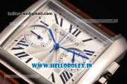 Cartier Tank MC Chrono Miyota Quartz Steel Case with Silver Dial and Black Roman Numeral Markers