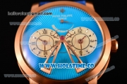 Patek Philippe Grand Complications Asia Automatic Rose Gold Case with Blue Dial and Blue Leather Strap