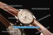 Omega Speedmaster'57 Co-Axial Chronograph Clone Omega 9300 Automatic Steel Case with Stick Markers White Dial and Brown Leather Strap (EF)
