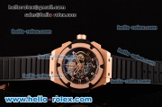 Hublot King Power Dwayne Wade Chrono Swiss Valjoux 7750-DD Automatic Rose Gold Case with Black Rubber Strap adn Skeleton Dial