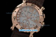Chopard Happy Sport Chronograph Swiss Quartz Movement Rose Gold Case with White Dial and Brown Leather Strap-Original Chopard Chopard Happy Sport Chronograph Swiss Quartz Movement Rose Gold Case with White Dial and Brown Leather Strap-Original Chopard