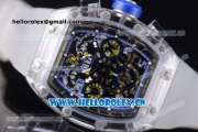 Richard Mille RM 011 Felipe Massa Flyback Chronograph Swiss Valjoux 7750 Automatic Sapphire Crystal Case with Skeleton Dial Blue Inner Bezel and Aerospace Nano Translucent Strap