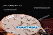 Mido Commander Miyota Quartz Steel Case with Rose Gold Bezel and White Dial