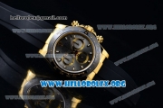 Rolex Daytona Chrono Clone Rolex 4130 Automatic Yellow Gold Case with Grey Dial Ceramic Bezel and Black Rubber Strap (EF)