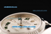 Rolex Datejust Automatic Movement Full Steel with White Dial and Green Roman Numerals-Lady Model