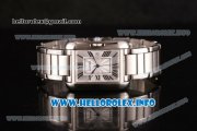 Cartier Tank Anglaise Miyota Quartz Stainless Steel Case/Bracelet Stick Markers and Sliver Dial