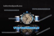MontBlanc TimeWalker Chrono Miyota Quartz Steel Case with White Dial Stick/Numeral Markers and Two Tone Bracelet