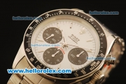 Rolex Daytona Vintage Chronograph Swiss Valjoux 7750 Steel Case/Strap with White Dial and Silver Markers