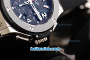 Hublot Big Bang Swiss Valjoux 7750 Chronograph Movement Steel Case with Black Dial and Ceramic Bezel-Black Rubber Strap