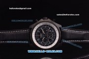 Breitling Bentley Chronograph Quartz PVD Case with Black Dial and Black Leather Strap