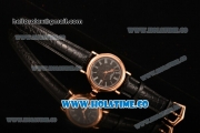 Patek Philippe Calatrava Miyota Quartz Rose Gold Case with Black Dial and Roman Numeral Markers