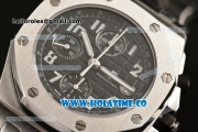 Audemars Piguet Royal Oak Offshore Chronograph Swiss Valjoux 7750 Automatic Movement Steel Case with Black Dial and Black Leather Strap