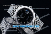 Rolex Datejust II Swiss ETA 2836 Automatic Steel Case with Black Dial Diamonds Markers and Stainless Steel Bracelet (BP)