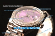 Rolex Datejust 31 Steel 2836 Auto With Steel Bracelet Purple Dial Roman Diamond Bezel