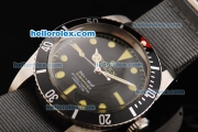 Rolex Submariner Swiss ETA 2836 Automatic Movement Black Dial with Yellow Hands and Grey Nylon Strap