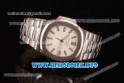 Patek Philippe Nautilus Clone PP Calibre 3120 Automatic Stainless Steel Case/Bracelet with White Dial and Stick Markers (BP)