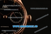 IWC Portuguese Automatic Clone IWC 52010 Automatic Rose Gold Case Black Dial and Black Leather Strap - (AAAF)