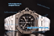 Audemars Piguet Royal Oak Offshore Black Themes Chronograph Swiss Valjoux 7750-SHG Automatic Steel Case with Black Dial and White Numeral Marerks-Run 12@Sec