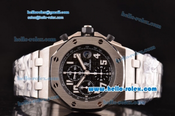 Audemars Piguet Royal Oak Offshore Black Themes Chronograph Swiss Valjoux 7750-SHG Automatic Steel Case with Black Dial and White Numeral Marerks-Run 12@Sec