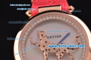 Cartier Le Cirque Animalier de Cartier Swiss Quartz Rose Gold Case with White MOP Dial and Pink Leather Strap