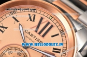 Cartier Calibre De Swiss ETA 2824 Automatic Two Tone Case/Bracelet with Rose Gold Dial and Roman Numeral Markers