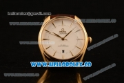 Omega De Ville Tresor Master Co-Axial Clone 8800 Automatic Yellow Gold Case with White Dial and Brown Leather Strap - (YF)