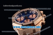 Audemars Piguet Royal Oak 41MM Chronograph Swiss Valjoux 7750 Automatic Rose Gold Case/Bracelet with Blue Dial (EF)