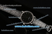 Patek Philippe Calatrava Miyota Quartz Steel Case with Silver Stick Markers and Black Dial