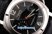 Panerai Luminor Marina Swiss Valjoux 7750 Movement Black Dial with Green Stick/Numeral Marker-Leather Strap