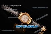 Patek Philippe Nautilus Asia Automatic Yellow Gold Case with White Dial Black Leather Strap and Stick Markers