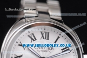 Cartier Cle de Cartier Asia ST16 Automatic Stainless Steel Case/Bracelet with White Dial and Roman Markers