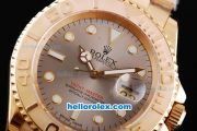 Rolex Yachtmaster Oyster Perpetual chronometer Automatic with Grey Dial and Full Gold ETA Case and Bezel-Gold Strap-Round Bearl Marking-Small Calendar