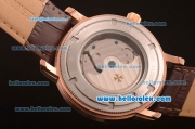 Vacheron Constantin Patrimony Automatic Rose Gold Case with White Dial and Brown Leather Strap
