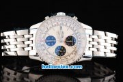 Breitling Navitimer Chronograph Swiss Valjoux 7750 Movement White Dial with Black Subdials and Stick Marker-SS Strap