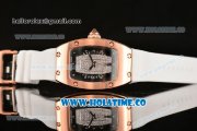 Richard Mille RM007 Miyota 6T51 Automatic Rose Gold Case with Diamonds Dial and White Rubber Strap