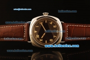 Panerai Radiomir Swiss ETA 6497 Manual Winding Steel Case with Black Dial and Brown Leather Strap