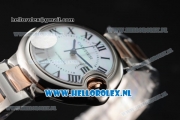 Cartier Ballon Bleu De Citizen Automatic Steel Case White Dial Roman Numeral Markers and Two Tone Bracelet