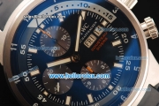 IWC Aquatimer Chronograph Swiss Valjoux 7750 Automatic Movement Steel Case with White Stick Markers and Blue Rubber Strap