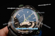 Tag Heuer Grand Carrera Calibre 36 RS Caliper Chrono Miyota OS20 Quartz PVD Case with Black Leather Strap Green Second Hand and Black Dial - 7750 Coating