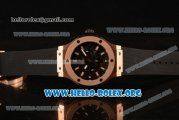 Hublot Big Bang Chronograph Swiss Valjoux 7750 Automatic Rose Gold Case with Carbon Fiber Dial and Black Rubber Strap (YF)