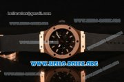 Hublot Big Bang Chronograph Swiss Valjoux 7750 Automatic Rose Gold Case with Carbon Fiber Dial and Black Rubber Strap (YF)