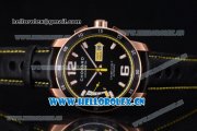 Chopard Mille Miglia GTS Power Control Miyota OS2035 Quartz Rose Gold Case Black Dial Black Leather Strap and Yellow Second Hand