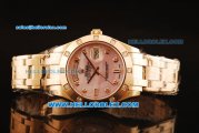 Rolex Day Date Automatic Rose Glod Case with Diamond Bezel Pink MOP Dial and Diamond Markers-Rose Gold Strap