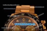 Rolex Daytona Chrono Swiss Valjoux 7750 Automatic Yellow Gold Case/Bracelet with Diamonds Markers Black MOP Dial and Ceramic Bezel (BP)