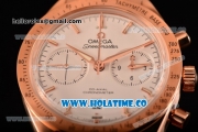Omega Speedmaster '57 Co-Axial Chronograph Clone Omega 9301 Automatic Rose Gold Case/Bracelet with Stick Markers and White Dial (EF)