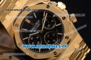 Audemars Piguet Royal Oak Chronograph Swiss Valjoux 7750 Automatic Yellow Gold Case/Bracelet with Black Dial Stick Markers (EF)