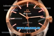 Omega Constellation Globemaster Co-Axial Master Chronometer Clone Omega 8901 Automatic Steel Case with Black Dial and Stick Markers - Rose Gold Bezel
