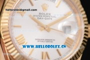 Rolex Day Date II Swiss ETA 2836 Automatic Yellow Gold Case/Bracelet with Silver Dial and Roman Numeral Markers (BP)