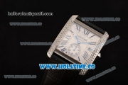 Cartier Tank MC Miyota 9015 Automatic Steel Case with White Dial Roman Numeral Markers and Diamonds Bezel - 1:1 Original